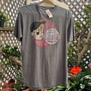 Bazooka Joe Bubble Gum T-Shirt. UNISEX. Size Large Grey. NWT